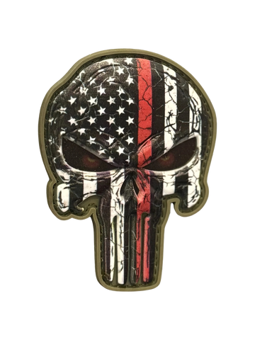 Thin Red Line Patriot Skull PVC Morale Patch - Tactical Outfitters