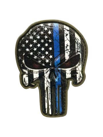 Thin Blue Line Skull PVC Morale Patch - Tactical Outfitters
