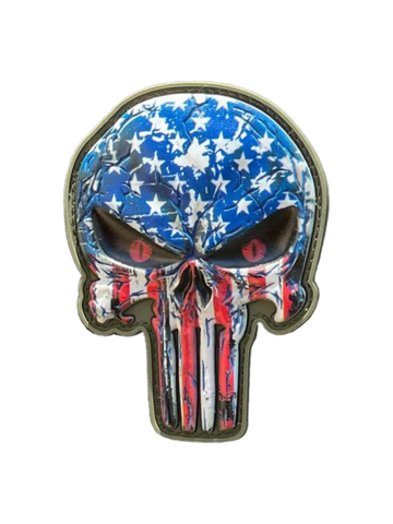US Flag Patriot Skull PVC Morale Patch - Tactical Outfitters