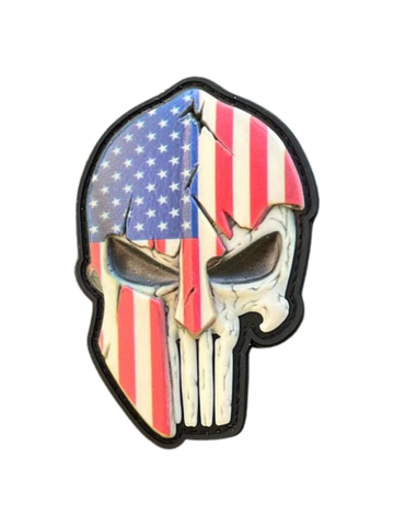 US Flag Spartan Skull PVC Morale Patch - Tactical Outfitters