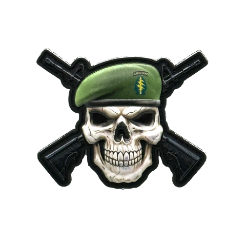 Green Beret Skull V2 PVC Morale Patch - Tactical Outfitters