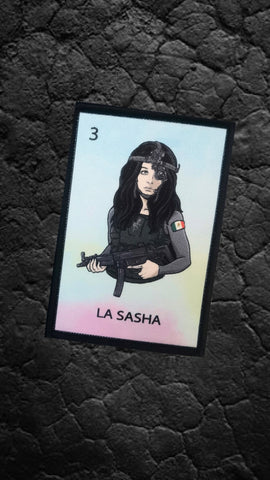 Ed’s Manifesto - Sneakreaper Industries - “La Sasha” Loteria Style Morale Patch & Sticker - Tactical Outfitters