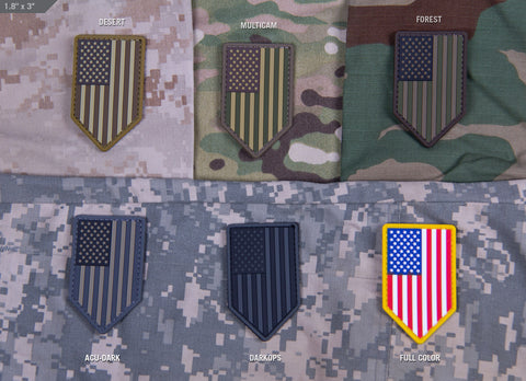 US FLAG VERTICAL SHIELD PVC MORALE PATCH - Tactical Outfitters