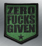 ZERO FUCKS GIVEN SHIELD MORALE PATCH - Tactical Outfitters